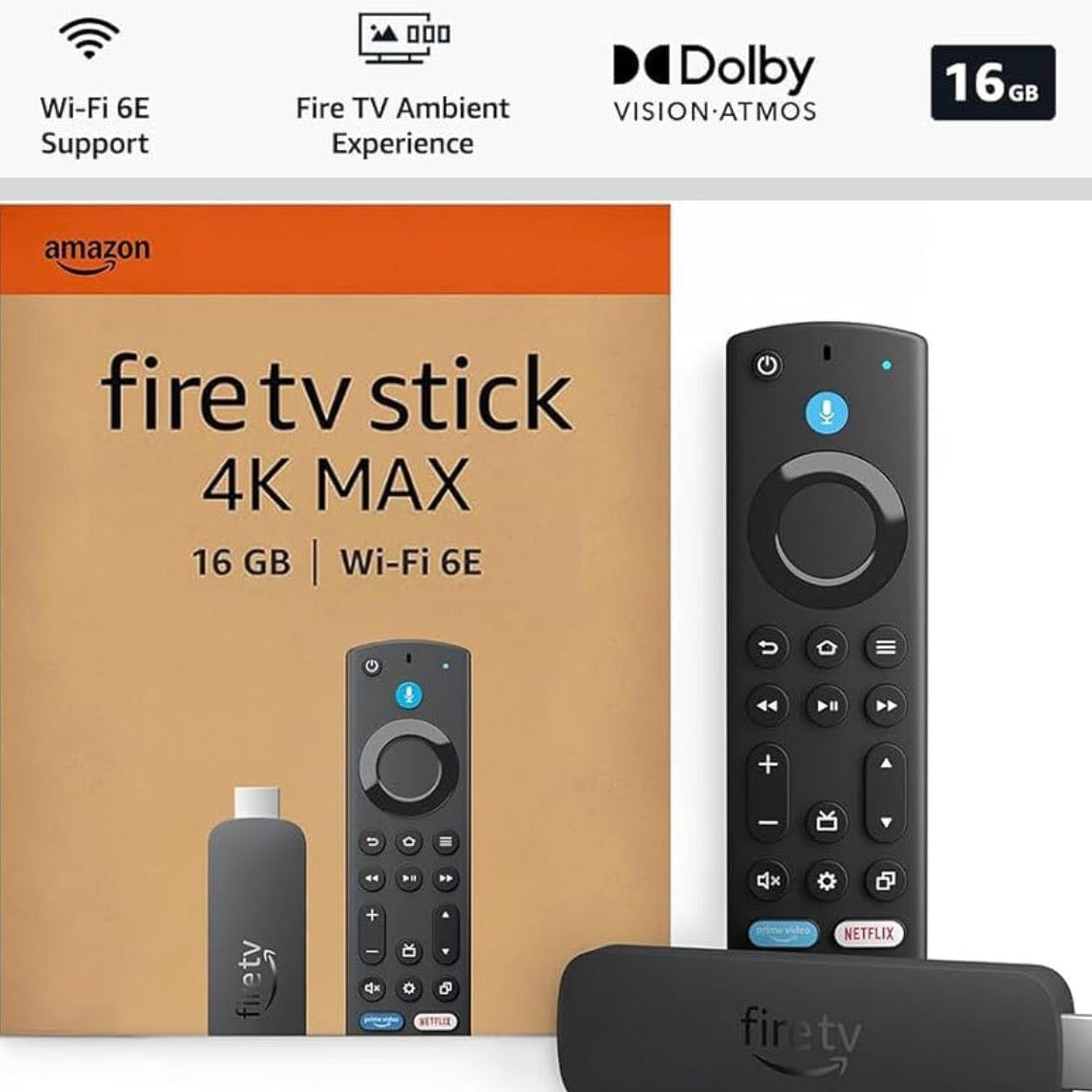 Amazon Fire TV Stick 4K Max (Newest gen), supports Wi-Fi 6E, Ambient Experience